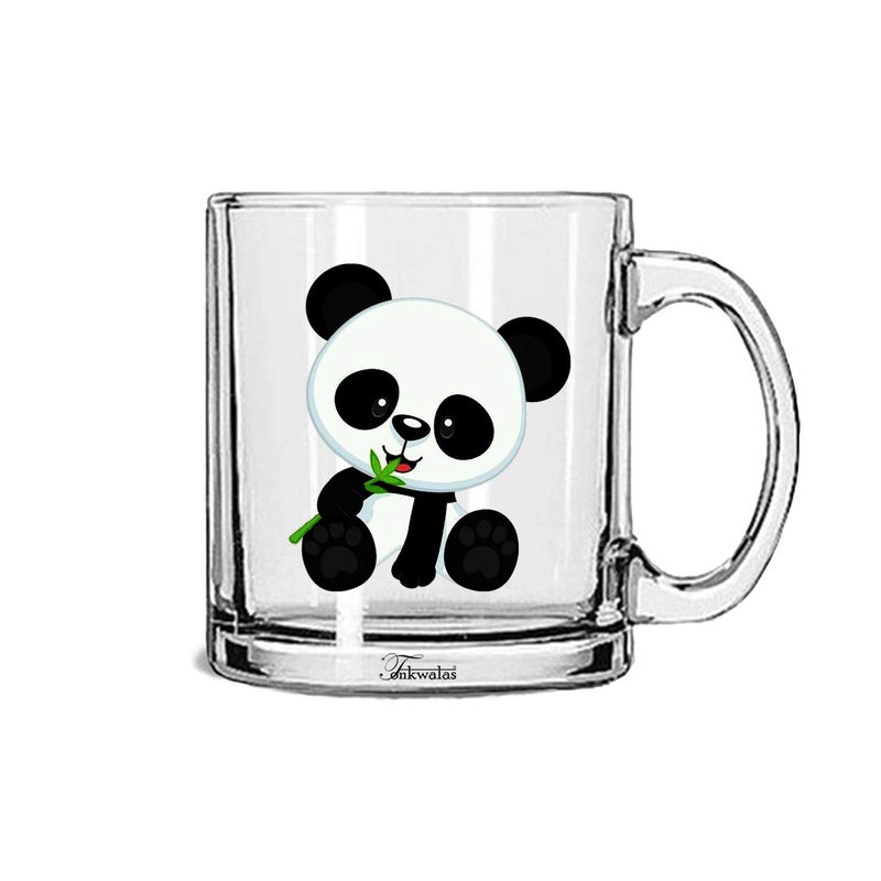 TONKWALAS Cute Cartoon Panda Printed Transparent Glass Coffee and Tea Mug Gift Birthday for Kids,Brother,Mom (325 ML) - Image 5