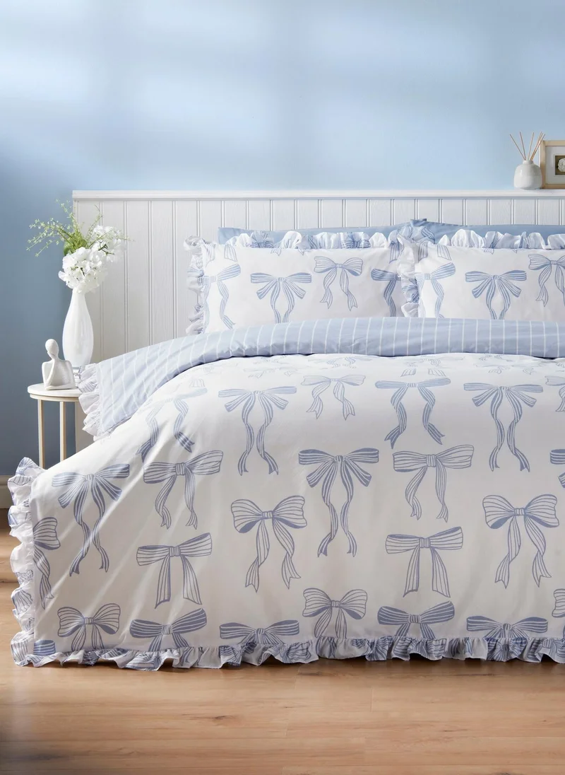 Matalan Blue Bow Frill Duvet Set