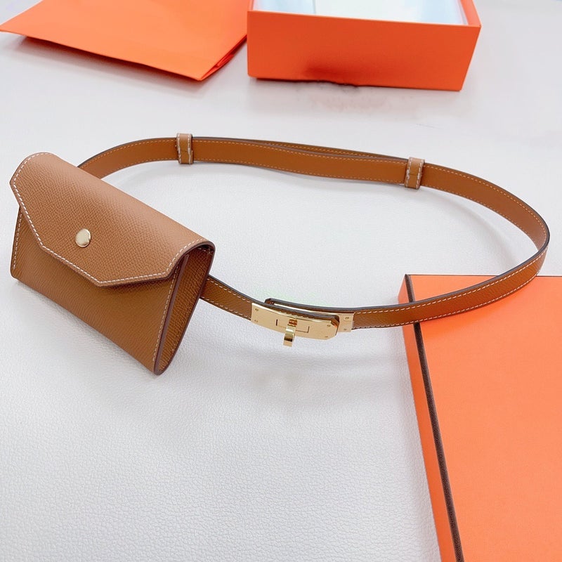 New Womens Genuine Leather Belt for Dresses and Coats Khaki Silver - Image 2