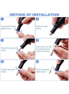 Arabest Electric Micro Engraver Pen Mini DIY Engraving Tool Kit for Metal Glass Ceramic Plastic Wood Jewelry 1 Scriber Etcher 30 Bits 6 Polishing Head 3 Wool Cleaner Bits 20 Stencils and Operating Instruction  - Image 3
