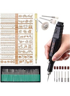 Arabest Electric Micro Engraver Pen Mini DIY Engraving Tool Kit for Metal Glass Ceramic Plastic Wood Jewelry 1 Scriber Etcher 30 Bits 6 Polishing Head 3 Wool Cleaner Bits 20 Stencils and Operating Instruction  - Image 1