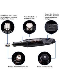 Arabest Electric Micro Engraver Pen Mini DIY Engraving Tool Kit for Metal Glass Ceramic Plastic Wood Jewelry 1 Scriber Etcher 30 Bits 6 Polishing Head 3 Wool Cleaner Bits 20 Stencils and Operating Instruction  - Image 2