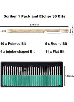 Arabest Electric Micro Engraver Pen Mini DIY Engraving Tool Kit for Metal Glass Ceramic Plastic Wood Jewelry 1 Scriber Etcher 30 Bits 6 Polishing Head 3 Wool Cleaner Bits 20 Stencils and Operating Instruction  - Image 4