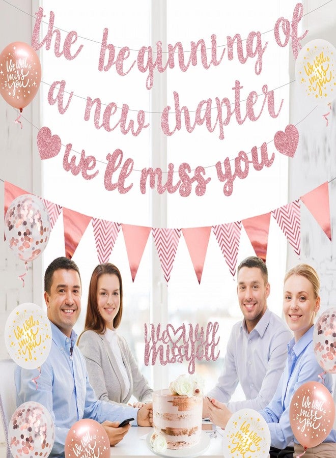 Fangleland Farewell Party Decorations The Beginning of A New Chapter Going Away We Will Miss You Theme Balloons Banner, Rose Gold Retirement Graduation Party Supplies for Women Girls - Image 4