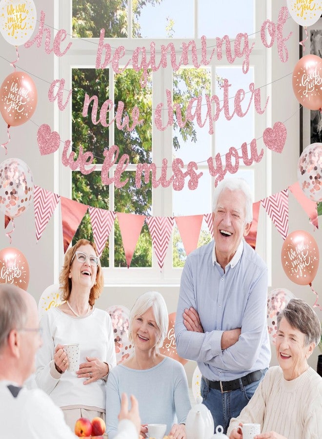 Fangleland Farewell Party Decorations The Beginning of A New Chapter Going Away We Will Miss You Theme Balloons Banner, Rose Gold Retirement Graduation Party Supplies for Women Girls - Image 5