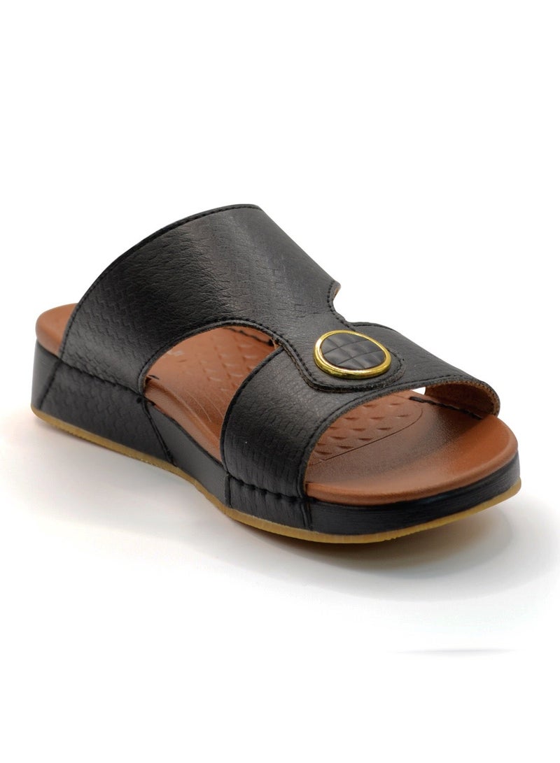 Al Baaz Black Arabic Sandals for Men - Traditional Leather Men Sandals - Image 2