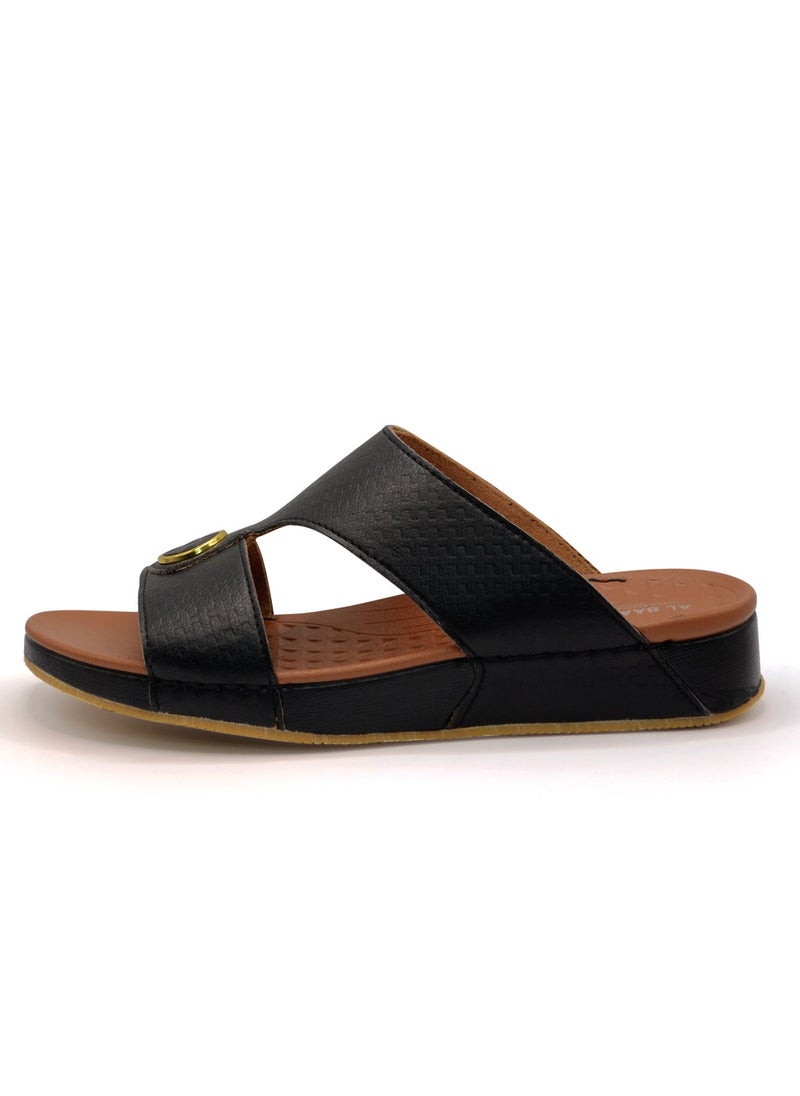 AL BAAZ - Al Baaz Black Arabic Sandals for Men - Traditional Leather Men Sandals - Image 1