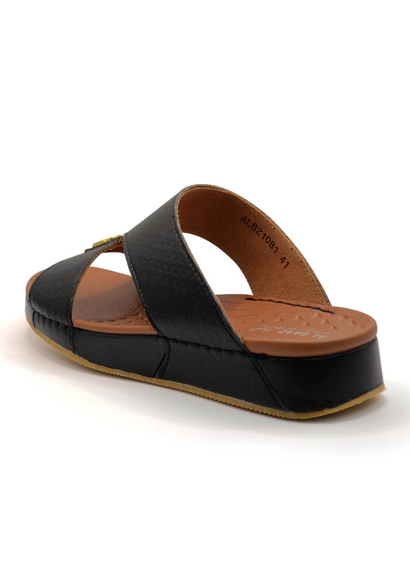 AL BAAZ - Al Baaz Black Arabic Sandals for Men - Traditional Leather Men Sandals - Image 1