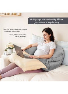 Rest Premium Velvet U Shaped Pregnancy Pillow 70X140Cm Maternity Full Body Pillow For Pregnant Women For Back , Hip , Neck And Knee Support With Removal Cover , Grey  - Image 2