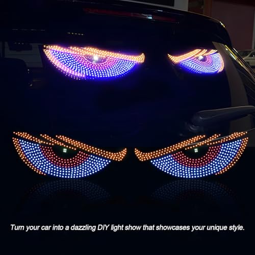 FALVFUN 2PCS Car Devil Eyes Light, 11.8in x 4.72in Dynamic Flex Vehicle Windshield Digital LED Sign Display, Flexible Auto Exterior Decor Lamp Accessories, Universal Fit (Style B) - Image 5