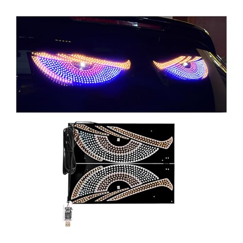 FALVFUN 2PCS Car Devil Eyes Light, 11.8in x 4.72in Dynamic Flex Vehicle Windshield Digital LED Sign Display, Flexible Auto Exterior Decor Lamp Accessories, Universal Fit (Style B) - Image 1