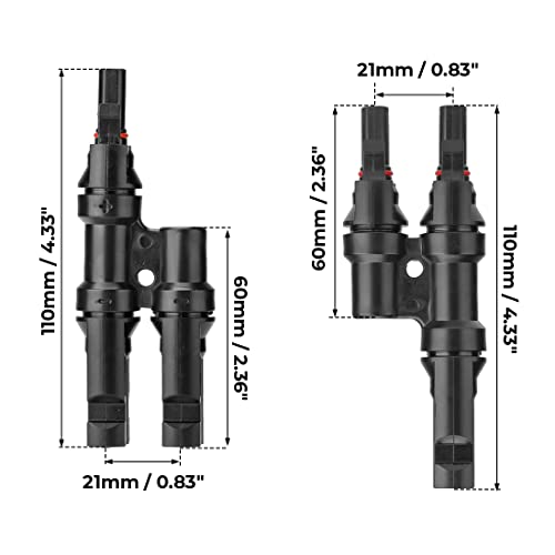 BougeRV Solar Branch Connectors Y Connector for Parallel Connection Between Solar Panels FMM+MFF (1 Pair) - Image 5