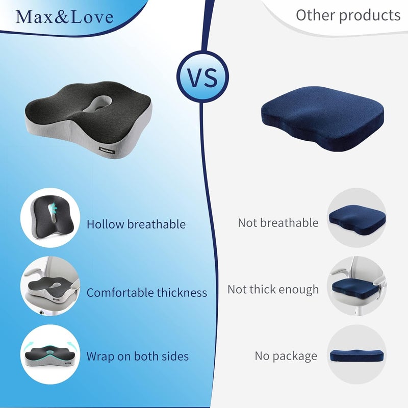 Max&Love Memory Foam Seat Chair Cushion for Relieves Back Sciatica Pain Tailbone Pain Coccyx Degenerating Disc Orthopedic Osteoarthritis Prostate Cushion Low Back Pain Cushion Hip Shaping (Mixed Colors) - Image 5