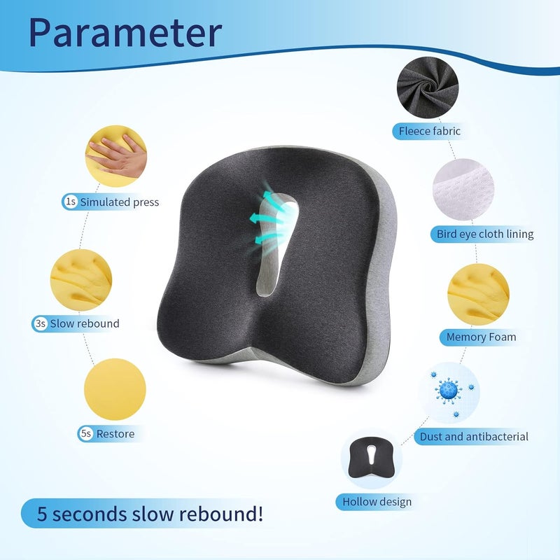 Max&Love Memory Foam Seat Chair Cushion for Relieves Back Sciatica Pain Tailbone Pain Coccyx Degenerating Disc Orthopedic Osteoarthritis Prostate Cushion Low Back Pain Cushion Hip Shaping (Mixed Colors) - Image 3