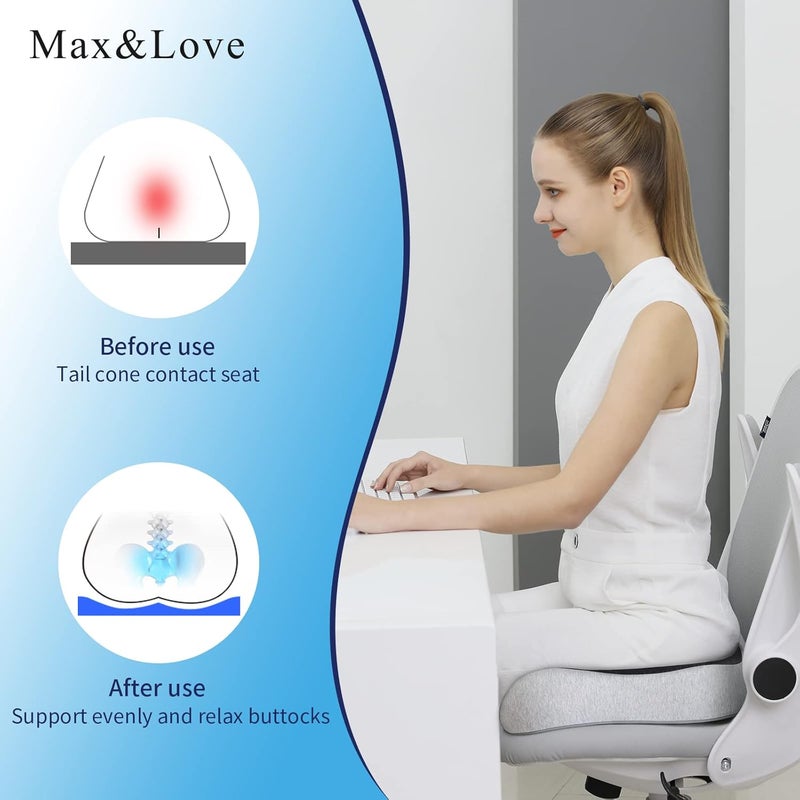 Max&Love Memory Foam Seat Chair Cushion for Relieves Back Sciatica Pain Tailbone Pain Coccyx Degenerating Disc Orthopedic Osteoarthritis Prostate Cushion Low Back Pain Cushion Hip Shaping (Mixed Colors) - Image 2