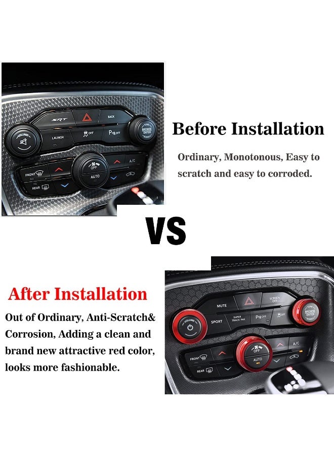 Auprite Climate Control Knob Covers for Challenger Accessories 2015-2022 2023, for Dodge Charger 2015-2022, for Dodge Chrysler 300/300s 2015-2023(3Pcs/Red) - Image 4