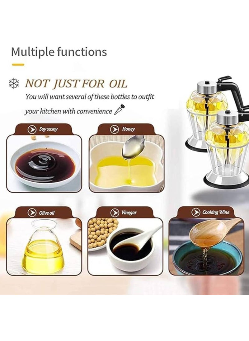 Prostuff.in Prostuff.in® Multifunctional Diamond Design No Drip Press Honey Dispenser Jar With Stand For Syrup, Sauces, Condiments For Syrup, Sauces Condiments Olive Oil, Maple, Chocolate, Condensed Milk  - Image 3