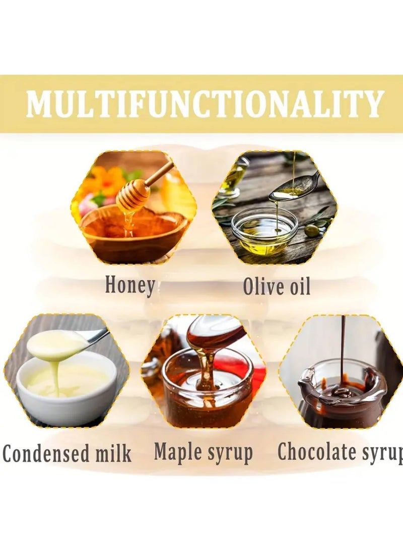 Prostuff.in Prostuff.in® Multifunctional Diamond Design No Drip Press Honey Dispenser Jar With Stand For Syrup, Sauces, Condiments For Syrup, Sauces Condiments Olive Oil, Maple, Chocolate, Condensed Milk  - Image 4