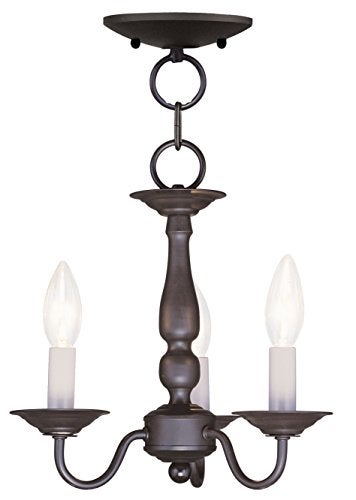 Livex Lighting 5009-07 Williamsburgh 3-Light Convertible Hanging Lantern/Ceiling Mount, Bronze - Image 3