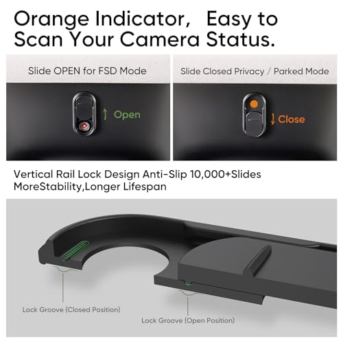 TEMAI Camera Cover Slide for Tesla Model Y 3 Interior Cabin Camera Privacy Cover Accessory with Orange Indicator - Anti-Blind Spot Slider Shield, Vertical Design, No Block IR for FSD, Upgraded Thickened - Image 4