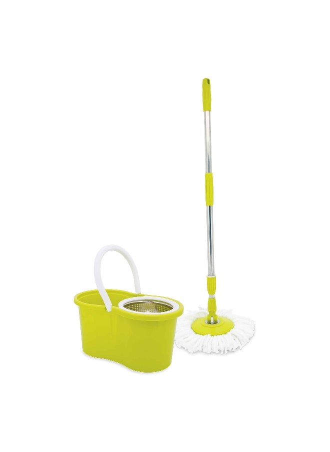 HONEYBEE Two Driver 360 Degree Spin Long Handle Dual Section Bucket Mop Mint Green 5 L BS-MOP-15-P1  - Image 1