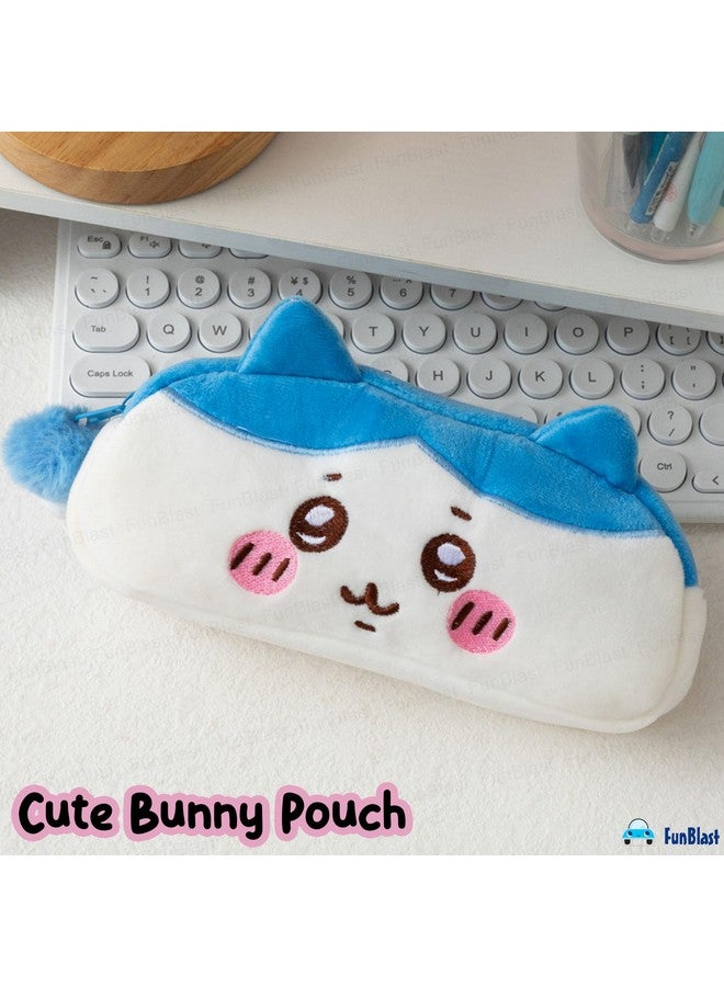 FunBlast Soft Pouch for Girls - Cute Bunny Pouch, Multi-Purpose Zipper Pouch for School Kids, Kawaii Pouch, Coin Pouch, Travel Pouch, Stationary Organizer Pouch (White) - Image 2