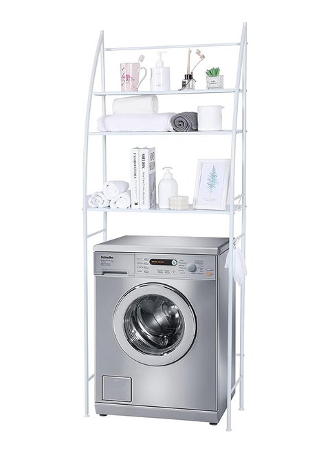 Washing Machine Storage Shelf Rack, 3 Tiers, Bathroom Shelves Toilet Shelf Space Saving, Easy to Assemble Bathroom Storage Shelf No Drilling White