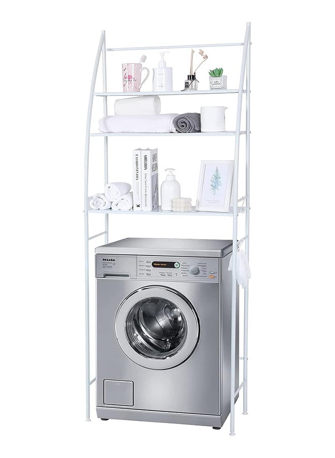 SKY-TOUCH Washing Machine Storage Shelf Rack, 3 Tiers, Bathroom Shelves Toilet Shelf Space Saving, Easy to Assemble Bathroom Storage Shelf No Drilling White  - Image 1