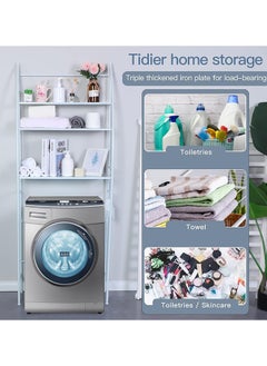 SKY-TOUCH Washing Machine Storage Shelf Rack, 3 Tiers, Bathroom Shelves Toilet Shelf Space Saving, Easy to Assemble Bathroom Storage Shelf No Drilling White  - Image 2