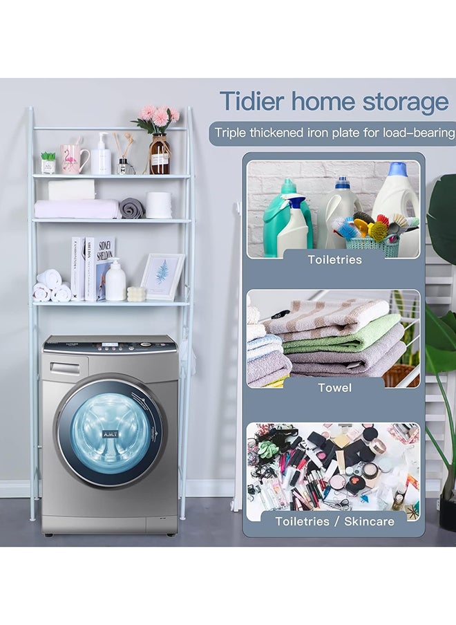 SKY-TOUCH Washing Machine Storage Shelf Rack, 3 Tiers, Bathroom Shelves Toilet Shelf Space Saving, Easy to Assemble Bathroom Storage Shelf No Drilling White  - Image 2