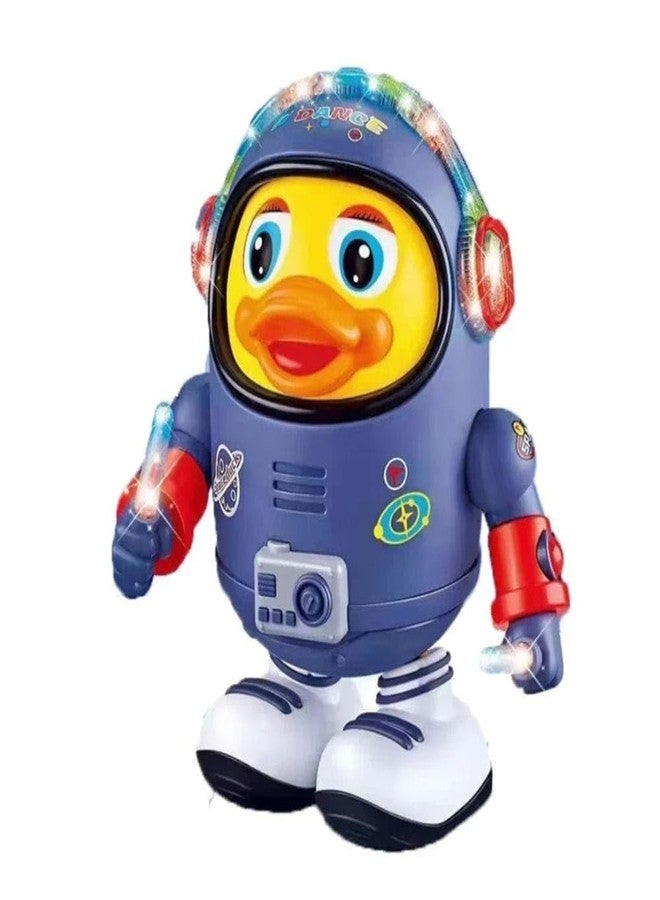 TRICKS TOYS لعبة بطة الفضاء الراقصة والمغنية من تريكس تويز، مزودة بإضاءة وصوت للأطفال، لعبة موسيقية متوهجة للأطفال الرضع والصغار، بطة آلية بأضواء وامضة، هدية تعليمية وحركية للأطفال. - Image 1