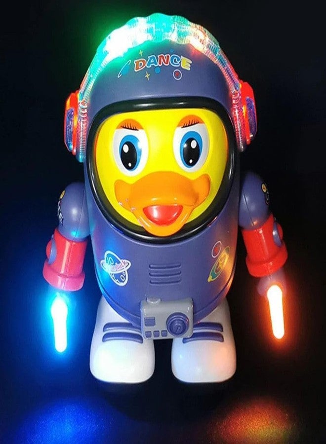 TRICKS TOYS لعبة بطة الفضاء الراقصة والمغنية من تريكس تويز، مزودة بإضاءة وصوت للأطفال، لعبة موسيقية متوهجة للأطفال الرضع والصغار، بطة آلية بأضواء وامضة، هدية تعليمية وحركية للأطفال. - Image 2