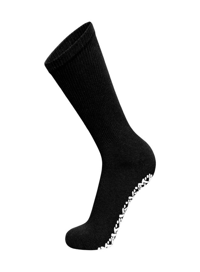 Brooklyn Socks 3 Pairs of Non-Skid Diabetic Crew Socks, Non Binding Top Therapeutic Cotton Gripper Socks (Black, Size: 10-13) - Image 5