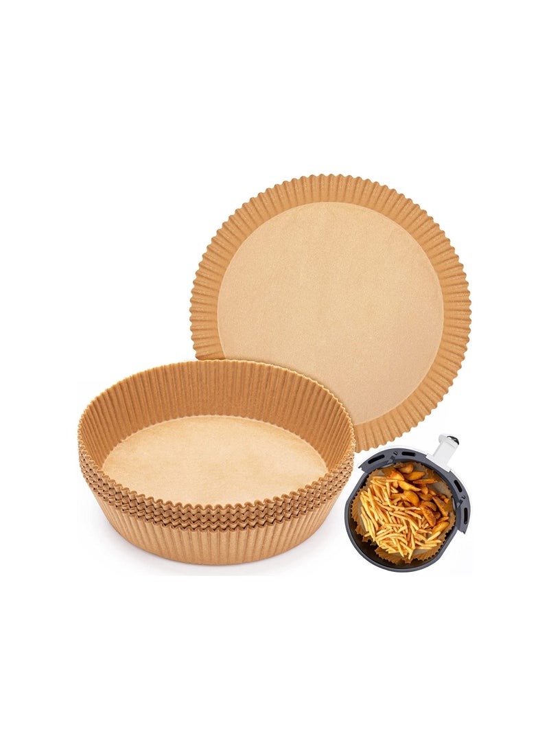 DeloPik Air Fryer Disposable Paper Liner, Non Stick Air Fryer Paper Liners, brown(50PCS)(16 CM) - Image 1