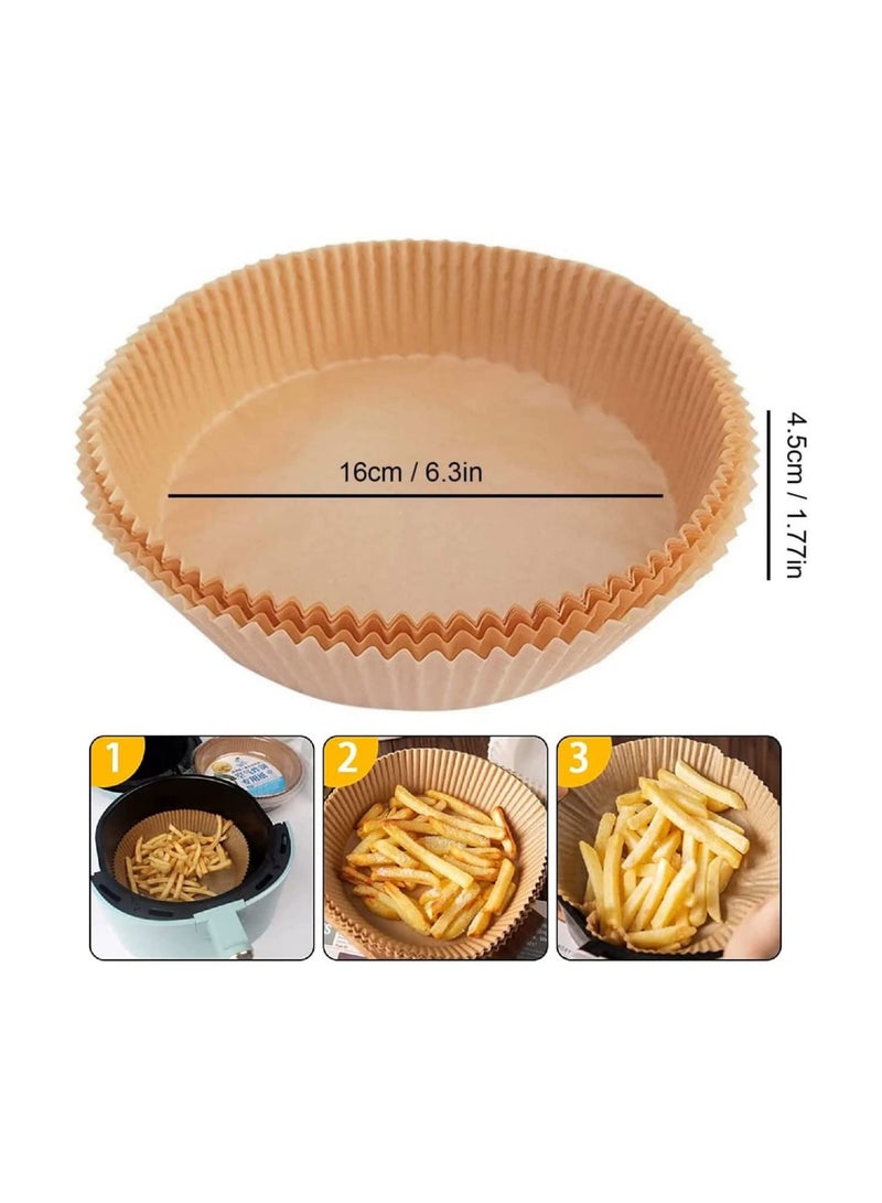 DeloPik Air Fryer Disposable Paper Liner, Non Stick Air Fryer Paper Liners, brown(50PCS)(16 CM) - Image 2
