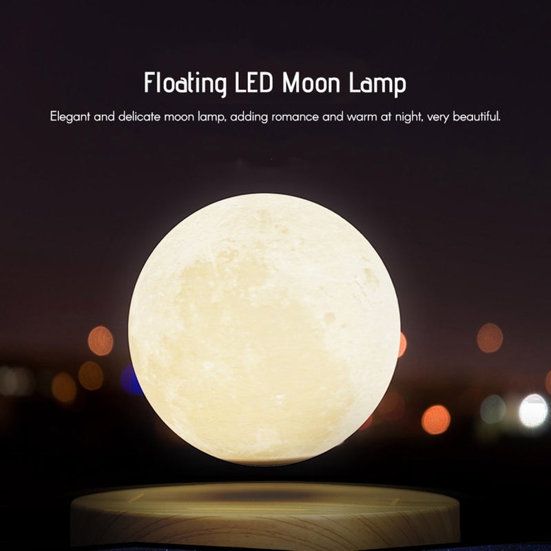 Magnetic Levitating Floating Moon Light Lamp 3D Printing Lamp Desktop Lamp Night Light Diameter 10cm / 3.9inch with Base TouchSwitch for Home Office Desk Decoration Children Friends Special Gift 100-240V - Image 3