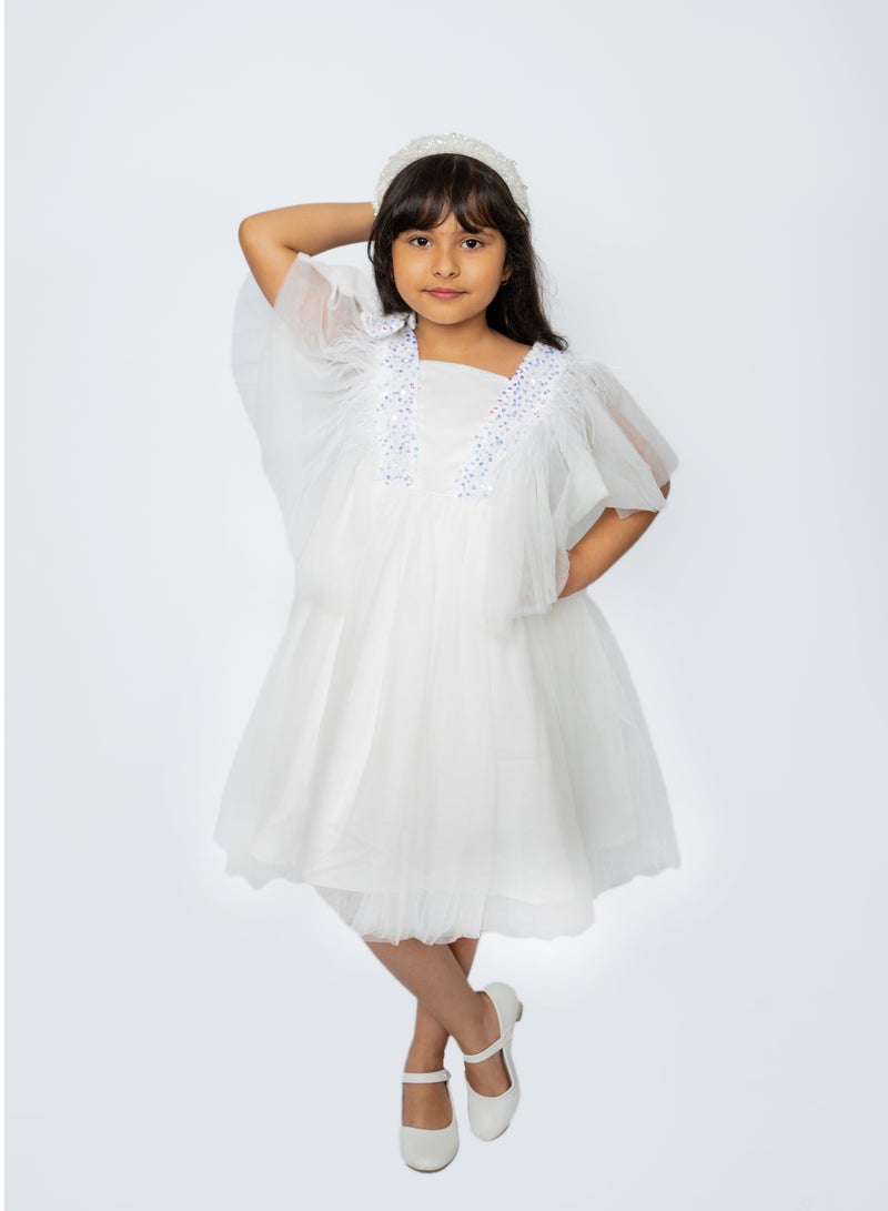 D'Daniela Dragonfly dress with sequins Pure white - Image 1