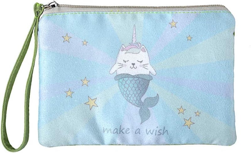 Rantanto Small Cute Cash Coin Purse, Canvas Change Purse, Kawaii Coin Pouch With Handle Christmas Gift For Women Teenager Girls (BG0020-1 Magic Cat Mermaid) - Image 1