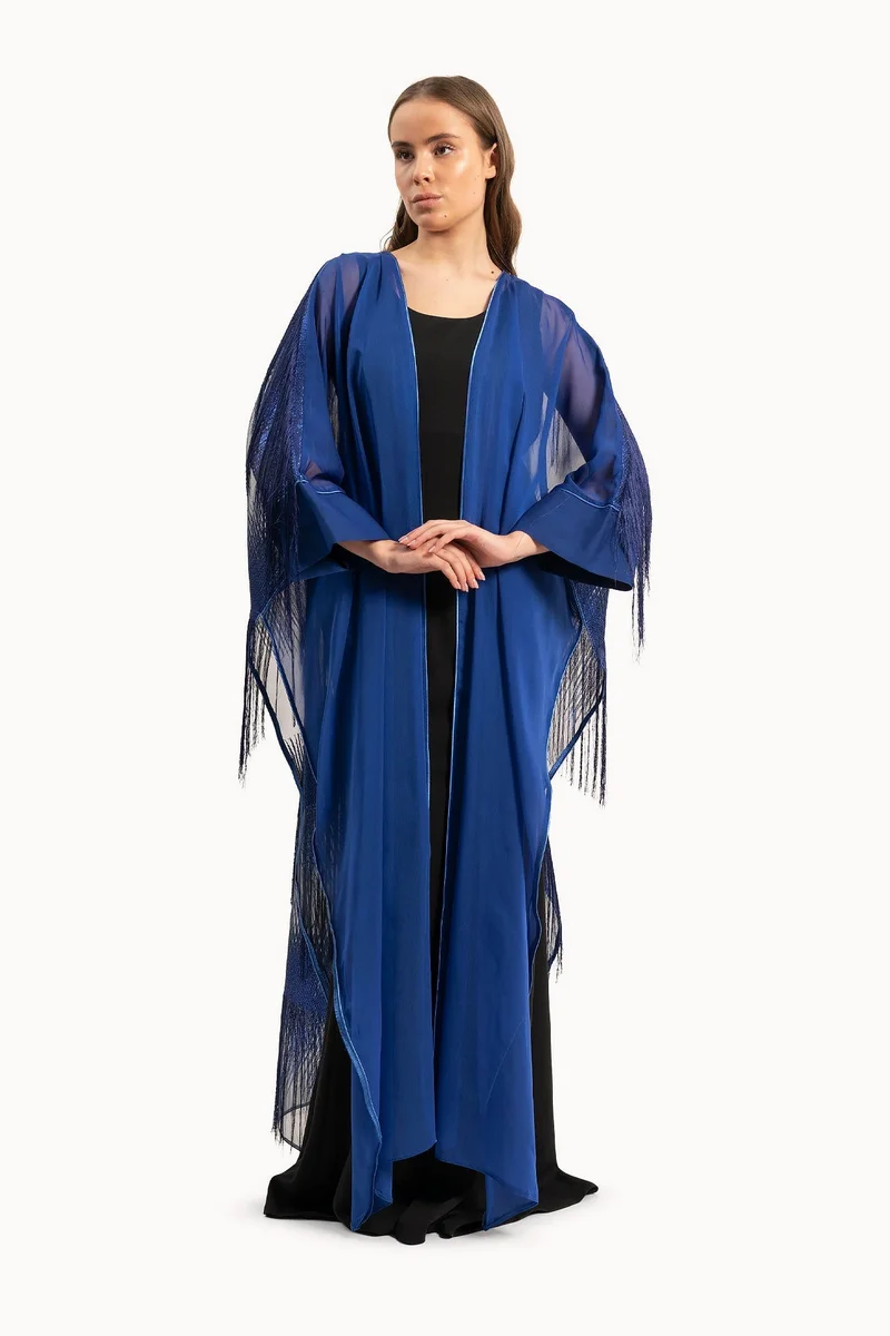 وي كرييت Women Fringes Blue Kaftan By WECRE8