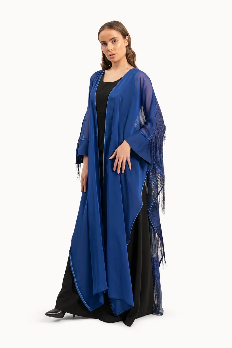 وي كرييت Women Fringes Blue Kaftan By WECRE8
