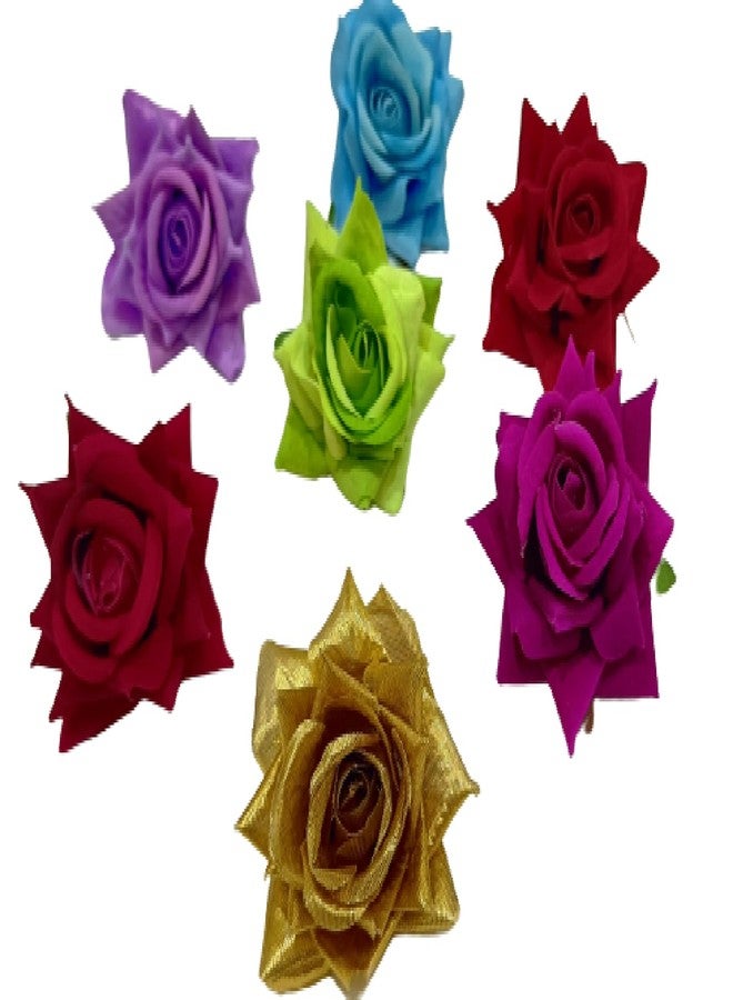 VRB DecTM Artificial Rose Velvet Flower for Pooja Thali, Festival and Events, Home, Table, Badroom, Pooja Room, Diwali Decoration Items and DIY Craft (Green, 6) - Image 3