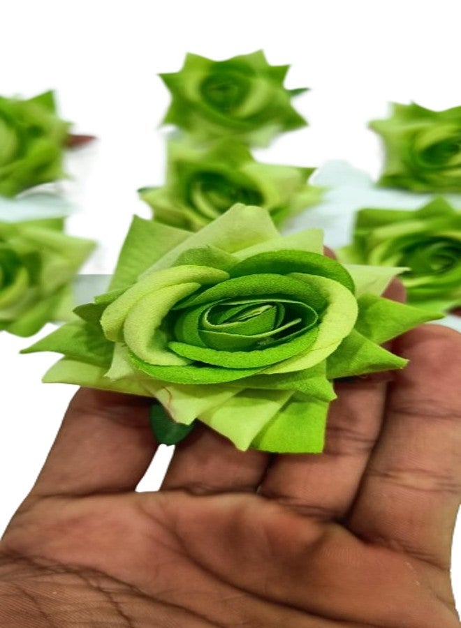 VRB DecTM Artificial Rose Velvet Flower for Pooja Thali, Festival and Events, Home, Table, Badroom, Pooja Room, Diwali Decoration Items and DIY Craft (Green, 6) - Image 2