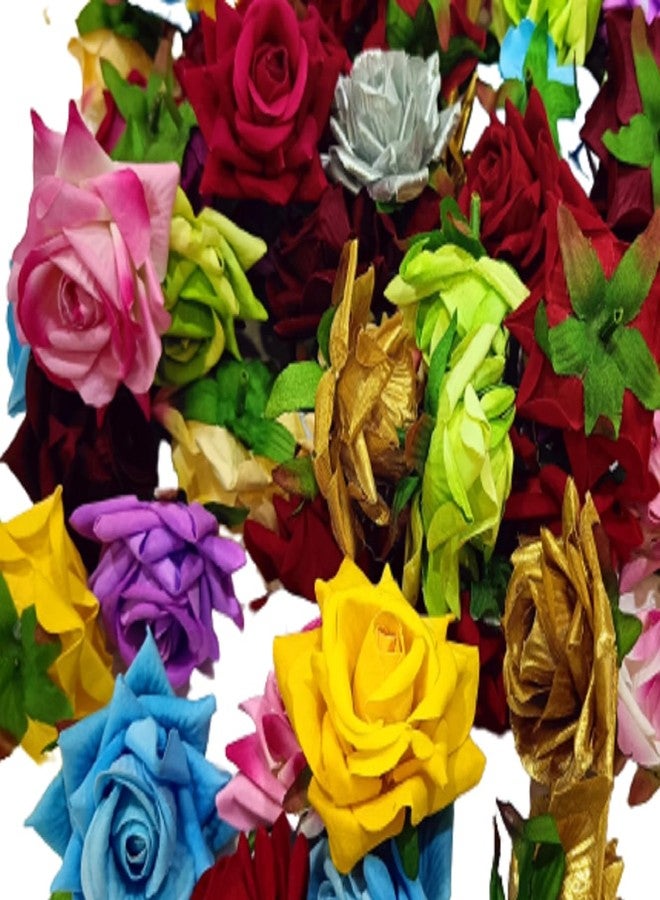 VRB DecTM Artificial Rose Velvet Flower for Pooja Thali, Festival and Events, Home, Table, Badroom, Pooja Room, Diwali Decoration Items and DIY Craft (Green, 6) - Image 4