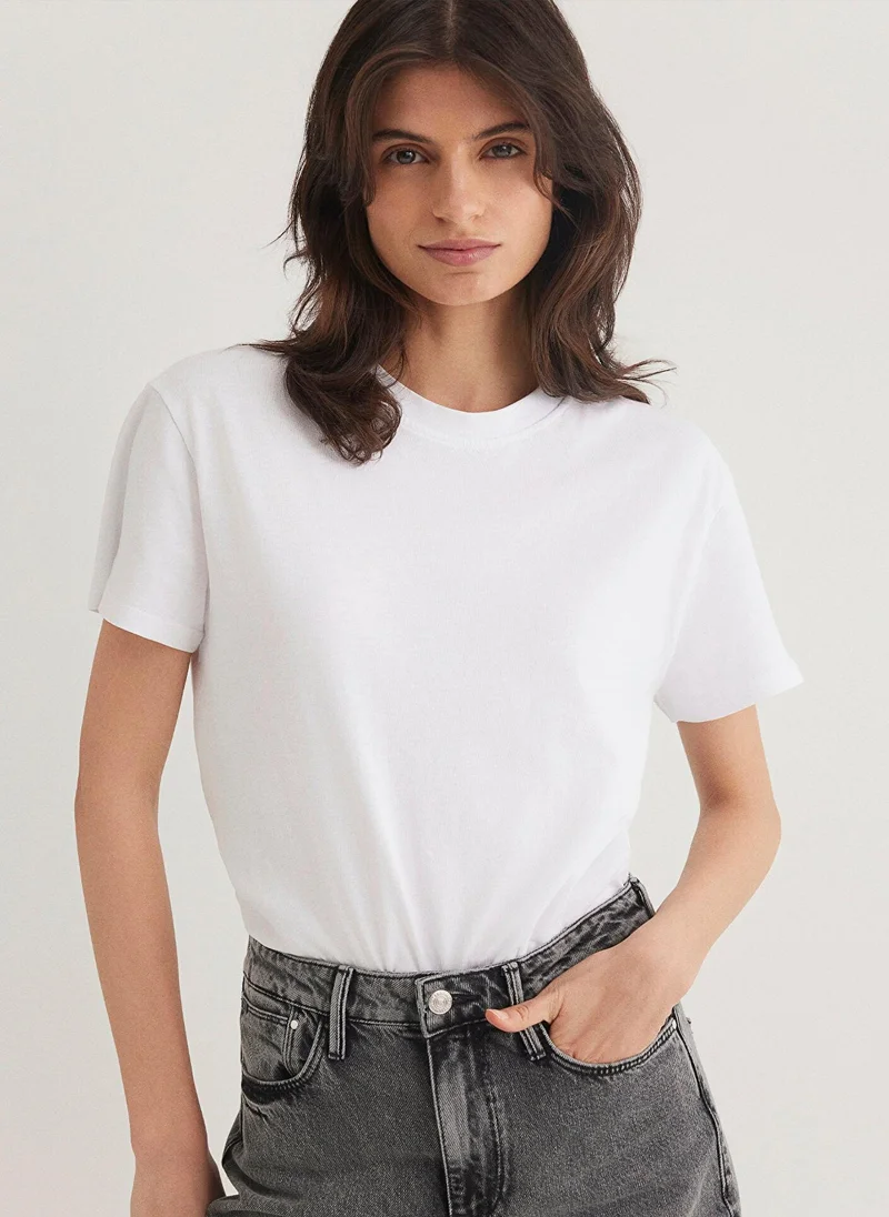 مافي White Basic T-Shirt