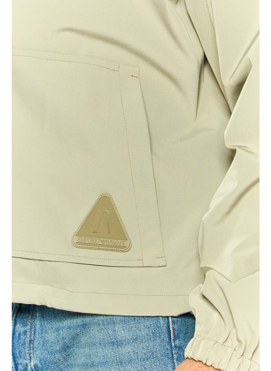 EMPORIO ARMANI Men Plain Windbreaker Jacket, Light Olive  - Image 3