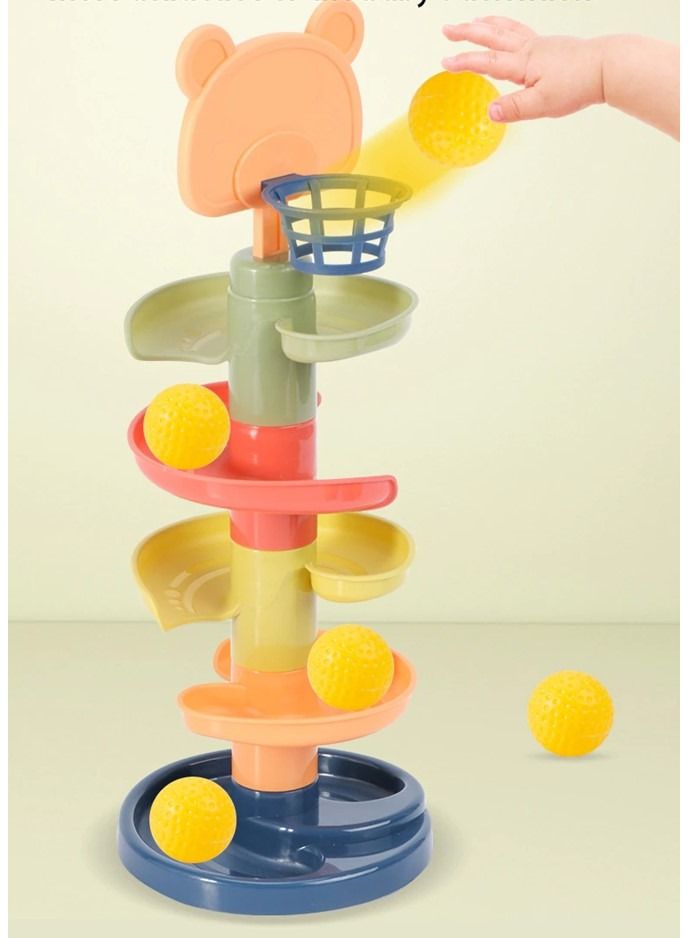 We Happy 7 Layers Rolling Around Tower Ball Drop & Roll Swirling Tower with 5 Balls Educational Development Activity Toys for Kids 45 CM - Image 3