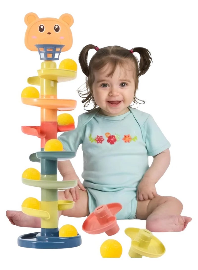 We Happy 7 Layers Rolling Around Tower Ball Drop & Roll Swirling Tower with 5 Balls Educational Development Activity Toys for Kids 45 CM - Image 1