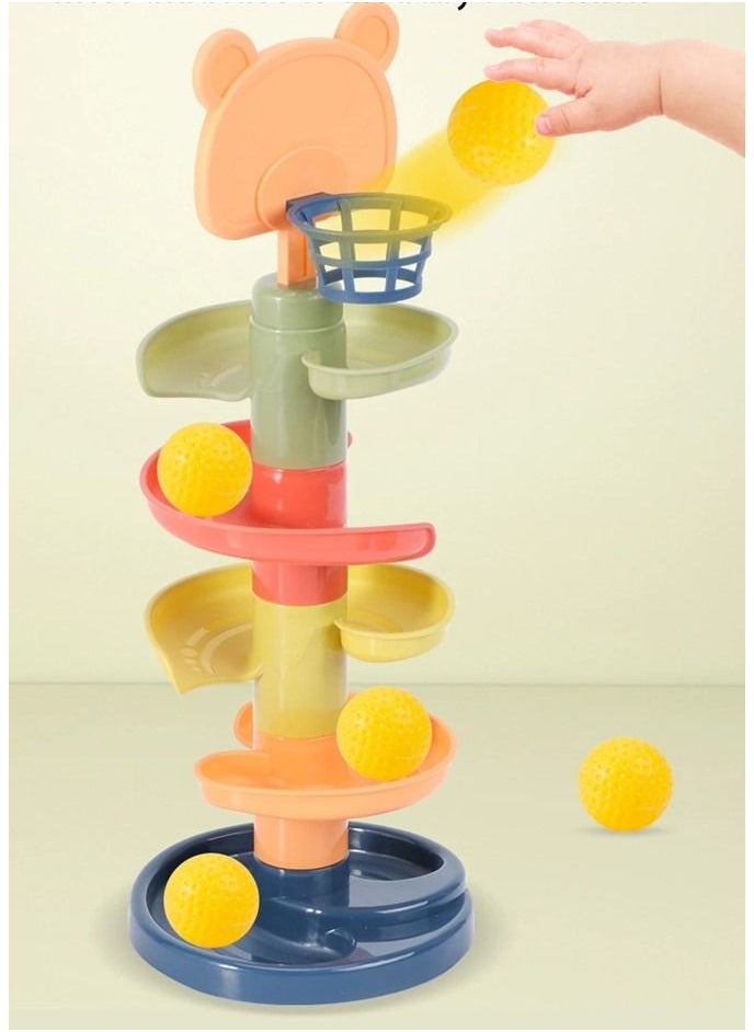 We Happy 7 Layers Rolling Around Tower Ball Drop & Roll Swirling Tower with 5 Balls Educational Development Activity Toys for Kids 45 CM  - Image 3