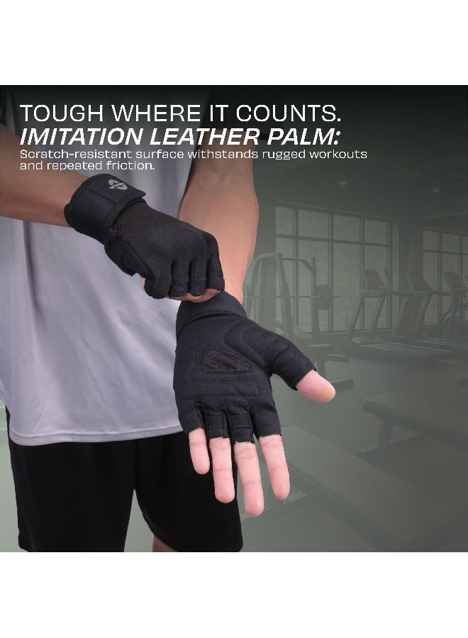 Nivia Enduro Gym Gloves with Wrist Support for Men & Women, Leather Palm & Mesh Back for Breathability, Ideal for Weightlifting, Training, Crossfit & Home Fitness Equipment (Black, M) - Image 3