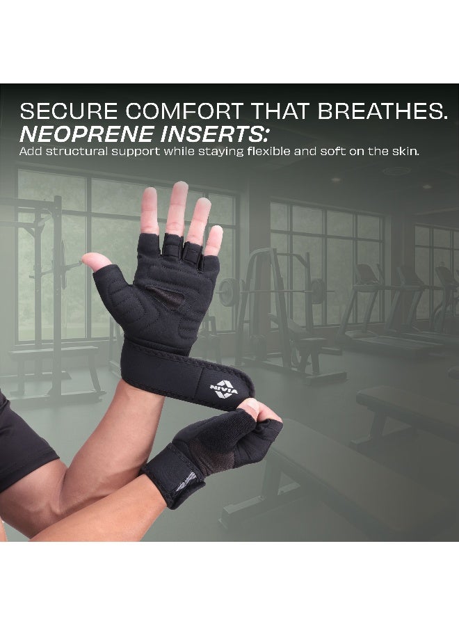 Nivia Enduro Gym Gloves with Wrist Support for Men & Women, Leather Palm & Mesh Back for Breathability, Ideal for Weightlifting, Training, Crossfit & Home Fitness Equipment (Black, M) - Image 5